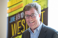 The mayor of Ottawa, Jim Watson speaks to the media as part of the launch of the 9th edition of Westfest to be held in the Westboro Village community on Jun 8th to 10th, 2012