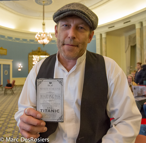 One of the guest who will be staying at the Chateau Laurier on April 14th took the opportunity to dress for the occasion for hte registration which occured on April 5th, 2012 at the Fairmont Chateau Laurier hotel in Ottawa, Ontario, Canada